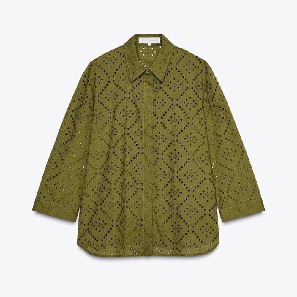 ZARA ZW COLLECTION Eyelet Lace Shirt SIZE S  4786/075/515
